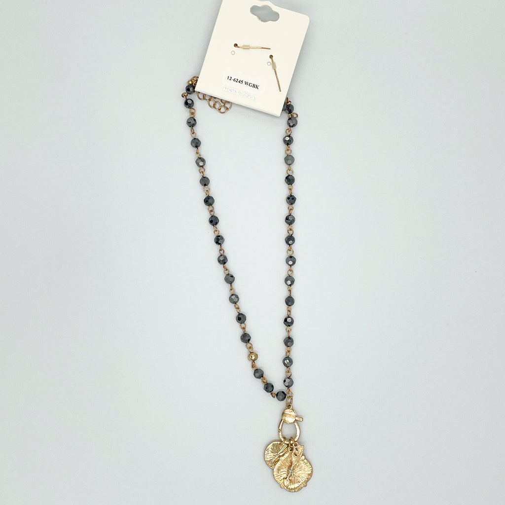 Brave Charm Necklace Set Black\Goldtone