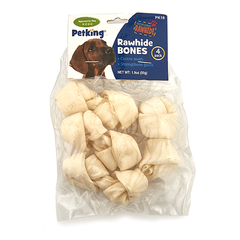 4pk White Rawhide Bones
